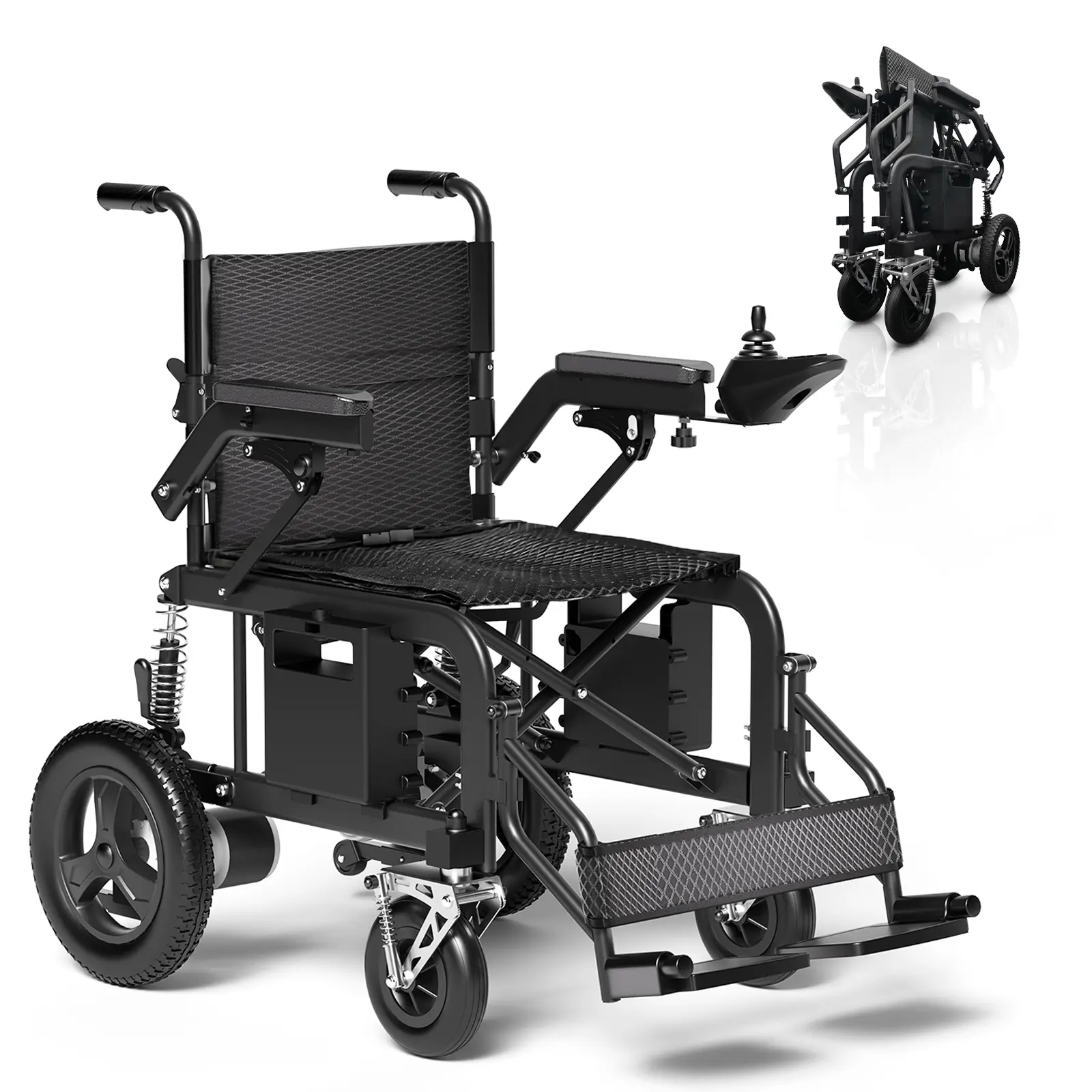 HASSKY Foldable Battery Operated Powered Wheelchair for Adults, 25-Mi Long Range, Dual Suspension All-Terrain Mobility Aid for Seniors & Travel, Foldable Wheelchair