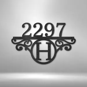 Initial Address Monogram Metal Sign - Customized House Number Home Decor