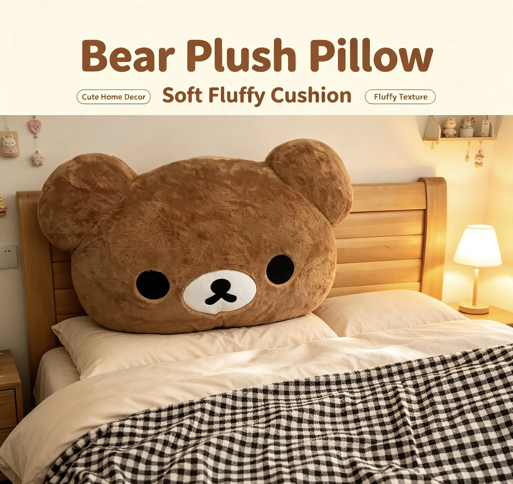Unisex Cute Cartoon Easy Bear Fluffy Fabric Large Size Stuffed Toy, Multifunctional Cushion for Bed & Sofa
