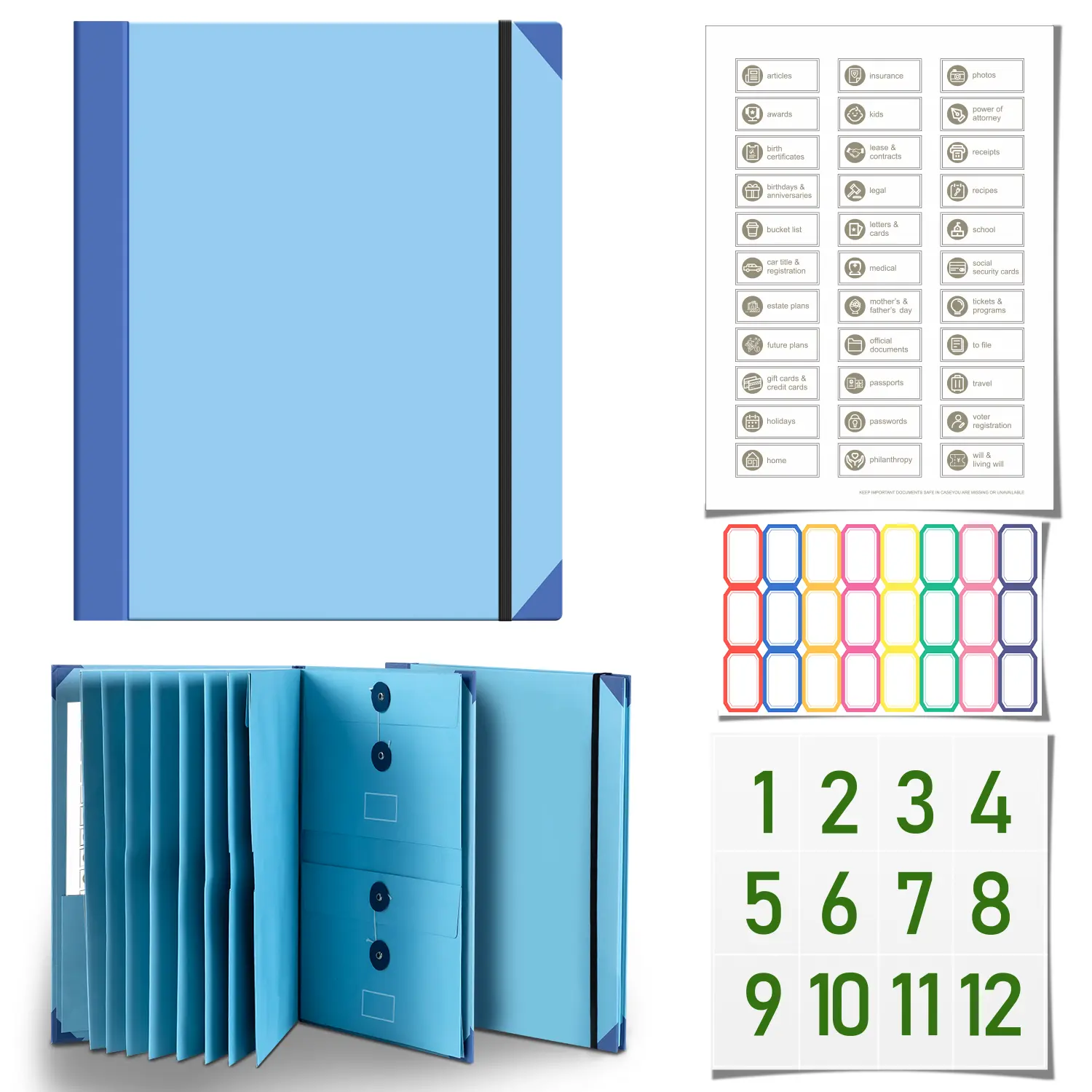 The Folio Manila Accordion Folder Organizer Document Organizer | with Pocket Slots for Passports, Birth Certificates,Life Binder for Important Documents– Home & Office Filing Solution - Thin