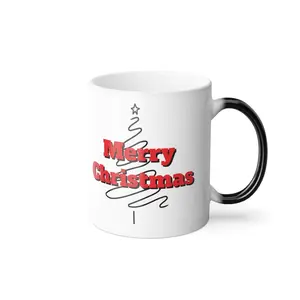 11oz (0.33l) Personalized Heat-Reacting Color-Morphing Ceramic Coffee Cup - Sturdy, Glossy, Reusable Drinkware, Christmas Tree Gift for Him, Stocking Stuffer Kitchenware, Reuse