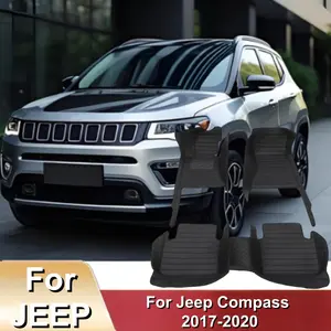 LHD Car Floor Mats For Jeep Compass 2017-2020 Four Season PU Leather Carpets Foot Pad Auto Accessories Interior