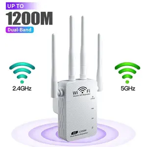 AC1200 WiFi Extender,2025 Fastest WiFi Extender, WiFi Repeater, WiFi Booster, 1.2Gbps home signal booster, Dual Band 5GHz/2.4GHz, Internet Booster-with Ethernet Port, Quick Setup, Home Wireless Signal Booster,Two Ethernet Port