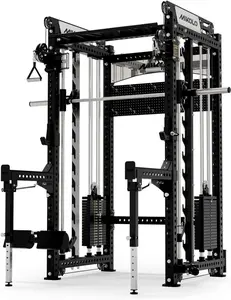 Mikolo Anubis-2.0 Ultimate Smith Machine, 2000LBS Power Cage with LAT Pulldown&Cable Crossover, Multi-Function Trainer with Aluminum Pulley System for Fitness Home Gym