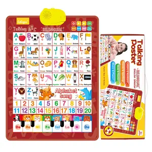 Bilingual Talking Wall Chart for Kids English & Spanish Learning Poster with Songs ABCs Numbers Animal Words & Piano Interactive Educational Toy for Toddlers 1-6 No Screen Battery Powered Alphabet Preschool gifts