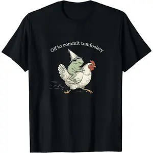 Off to Commit Tomfoolery T-Shirts, Frog Riding Chicken Tee, Sarcastic Graphic Tee