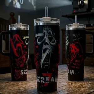 Ghostface Scream 7 Tumbler 40oz 20oz Movie Custom Cup 40 oz Tumbler With Handle, Tumbler 20oz No Handle, Gifts For Fans