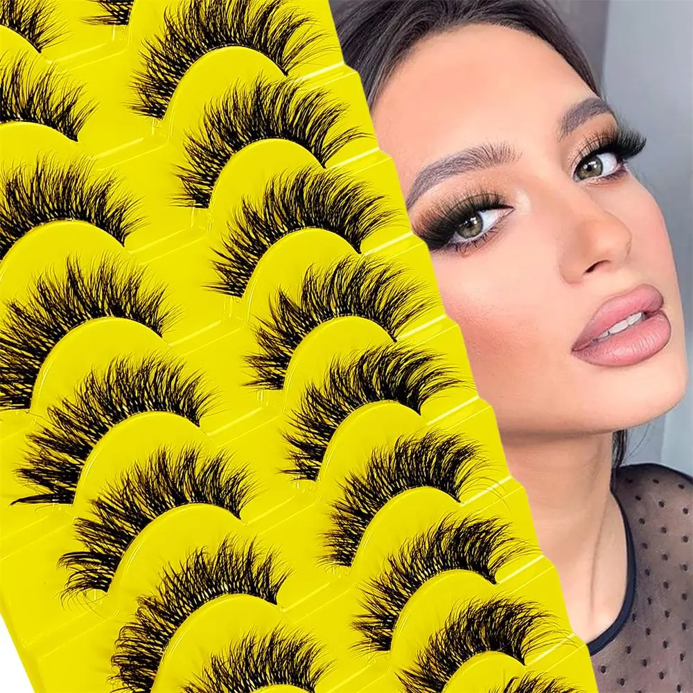 10 Pairs Eyelashes Clear Band Natural Wispy Fluffy Lashes Natural Look Russian Strip Lashes 3D Effect Cat Eye Lashes that Look Like Extensions False Lashes Pack Cosmetic Makeup Fluffy Volume Eyelashes Fake Eyelashes Volumized False Eyelashes