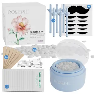 ROSEPIL Mini Nose & Face Wax Kit for Men & Women | Painless Face Hair Removal | USB Portable Warmer | BLUE ROSEPIL Mini Nose & Face Wax Kit for Men & Women | Painless Face Hair Removal | USB Portable Warmer | BLUE