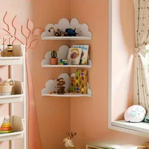 3pcs Space-Saving Wall-Mounted Storage Rack, Wall Mount Design, Cute Bathroom Corner Decorative Hanging Box, Living Room Display Shelf, Floating Frame