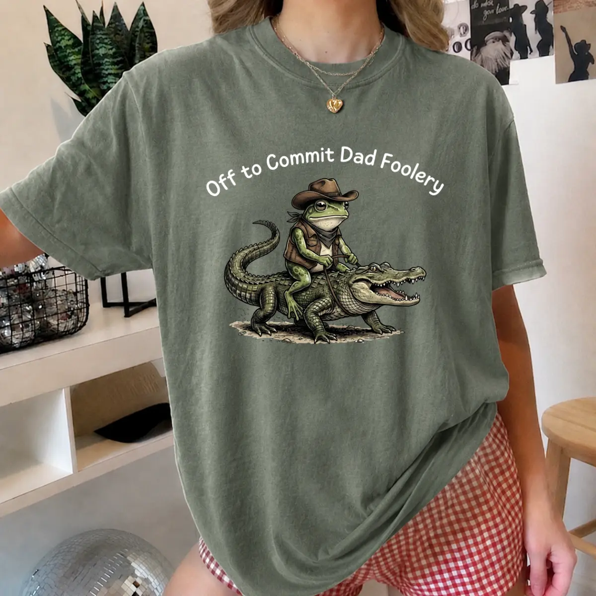 Comfort Colors Off to Commit Dad Foolery Shirt, Funny Frog Dad Tee, Cowboy Alligator Shirt, Father's Day Gift, Funny Dad Graphic T-Shirt