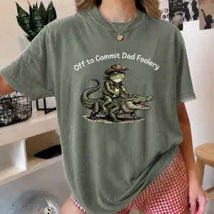 Comfort Colors Off to Commit Dad Foolery Shirt, Funny Frog Dad Tee, Cowboy Alligator Shirt, Father's Day Gift, Funny Dad Graphic T-Shirt