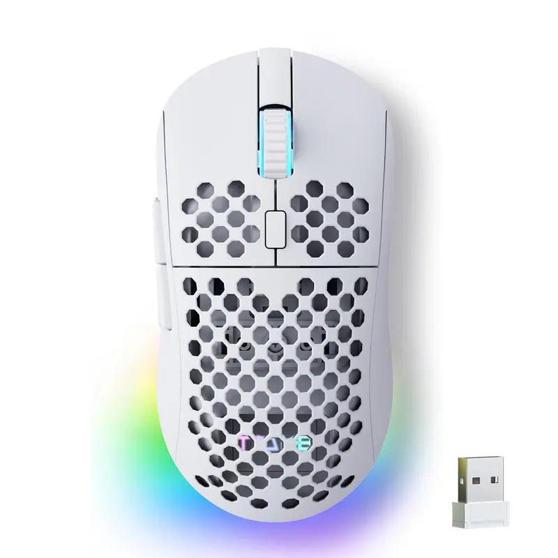 KEMOVE Falcon M1 90g Lightweight Ergonomic Gaming Mouse, 24000DPI Optical Sensor, Customizable Polling Rate, Fine-Tune DPI Presets, 180hr Battery, 6 Programmable Buttons, 13 RGB LED Light Effects, 2.4G-BT5.2-USB-C Wired, for PC/Mac, Gaming Accessories