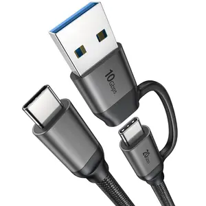 2 in 1 USB A to USB C Data  10Gbps, USB C to USB C 3.2 GEN 2x2 20Gbps Data Transfer, 15W/240W  , USBC  Video  for  17/16,  S24/23, Macbook/iPad 3.3FT