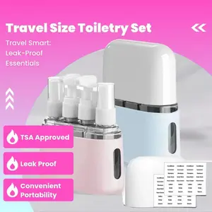 Travel Size Packaging Bottle, 1 Sets 4 Counts Refillable Spray Bottles with Organizer Storage Box, Bathroom Accessories, Portable Leak Proof Handy Organizer Storage Containers Set for Toiletries Home Outdoor Office, Travel Essentials, Gift for Girlfriend