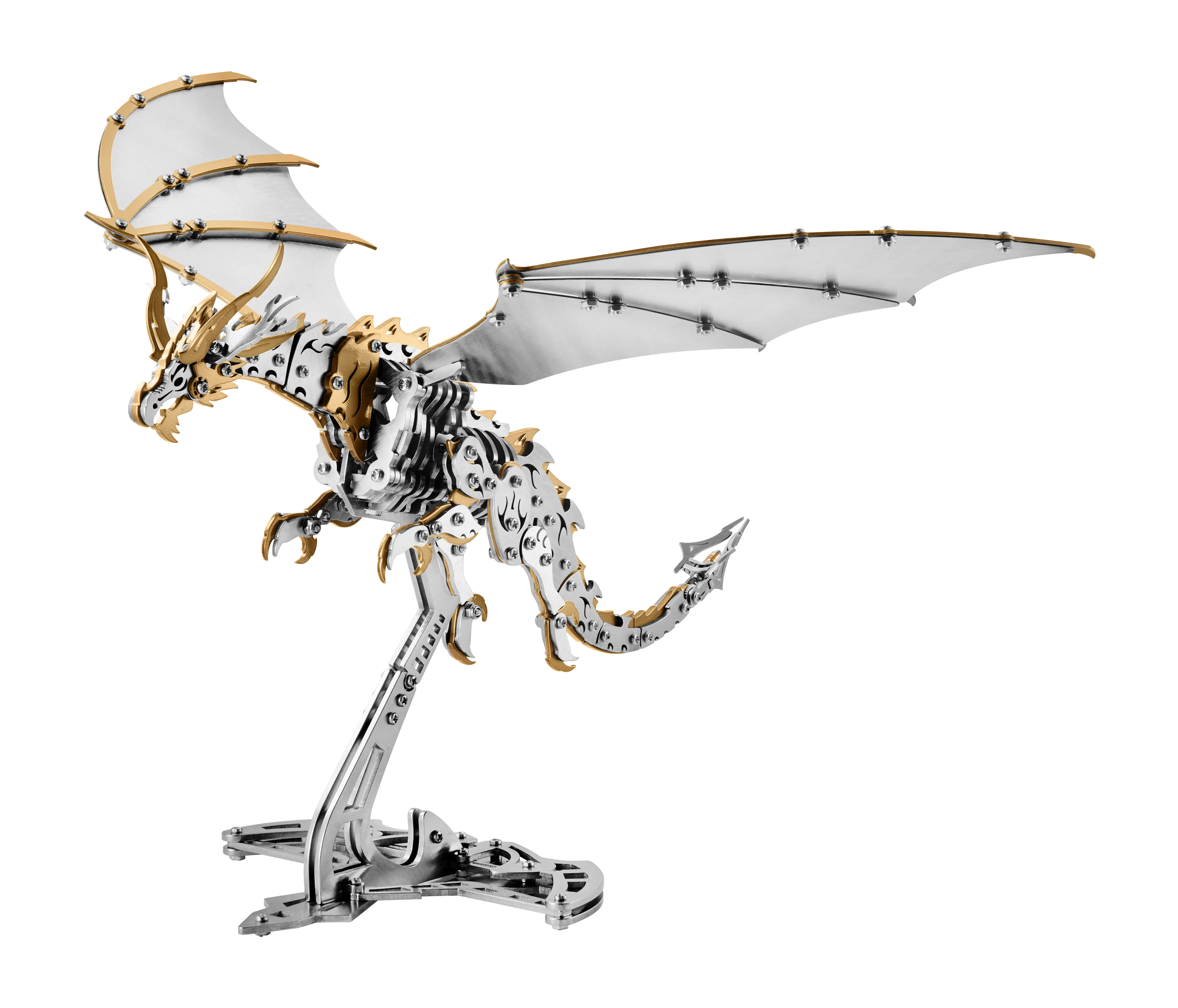 3D Metal Puzzle Assembly Model Kit - Electroplating Unisex STEM Educational Toy, 373 Pcs Pterosaur/Dragon DIY Build (4 Hours), Included Tools, Back to School/Holidays Gift, House Decoration