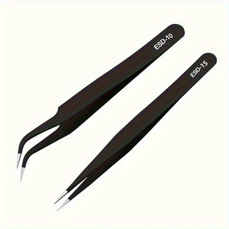 1/2Pc Nails Art Stainless Steel Curved Straight Black Tweezer for 3D Sticker Rhinestones Nipper Picking manicure Tool Sequins Bead