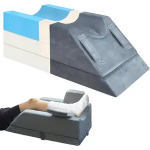 4-Height Adjustable Leg Elevation Pillows for After Surgery, Injuries or Rest, Memory Foam Leg Pillows for Sleeping with 3 Handles, Insert Pad and Washable Velvet Cover