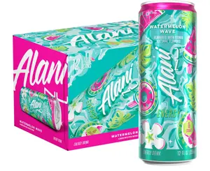 Alani Nu WATERMELON WAVE, Sugar Free, Low Calorie Energy Drinks, 200mg Caffeine, Biotin, B Vitamins, Zero Sugar, 10 Calories, 12 Fl Oz Cans, 12 Pack