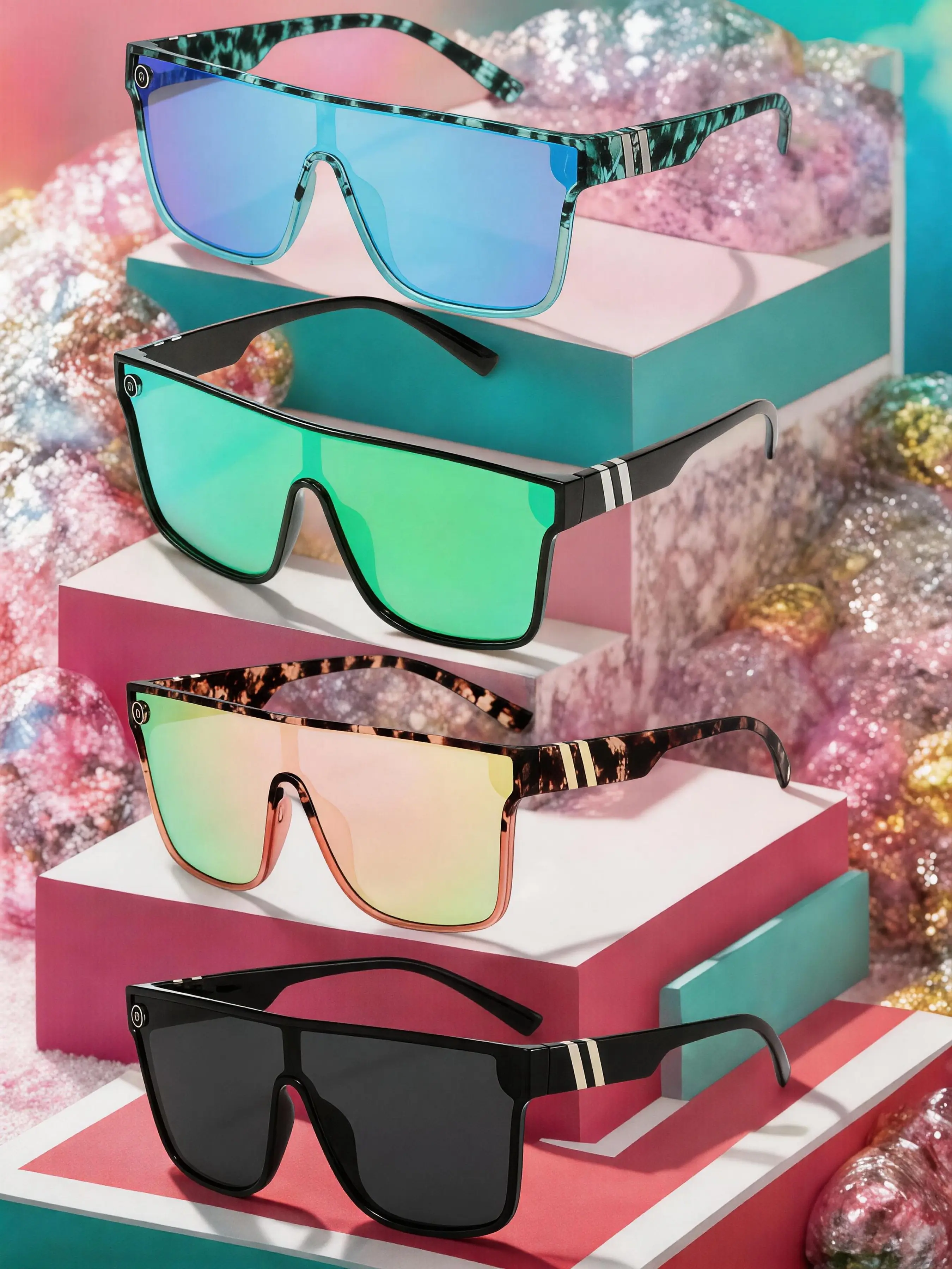 Unisex Elegant Trendy Sunglasses, Vintage Casual Tinted Lenses Sunglasses for Everyday Use, Fashion Accessories for Outdoor Activities, Bold Square Framed Sunglasses