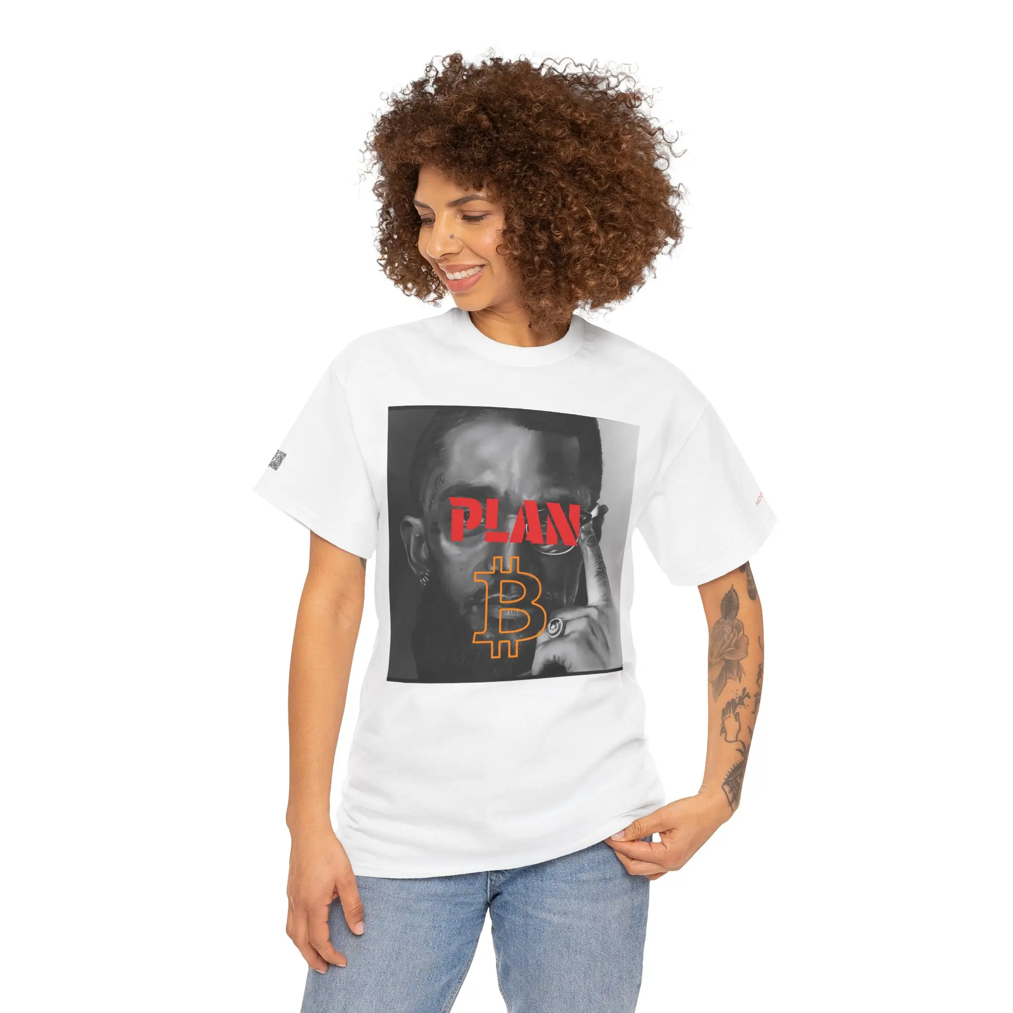 Men's Plan B Bitcoin Graphic T-Shirt, Casual Crypto Statement Piece, Shortsleeve Crew Neck Top in Smooth 100% Cotton Knit, Round Neck, None, Do Not Iron, Soft