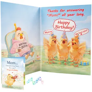 Funny Chicken Birthday Card for Mom - Humorous Greeting Card for Mother's Day & Birthday, Perfect Gift for Kids to Give Mom
