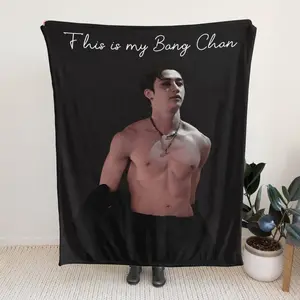 SKZ Bang Chan Fleece Blanket, Cozy Stay Decor Gift for Fans, Bedroom Bedding, Unique Keepsake, Kpop Fun Gift