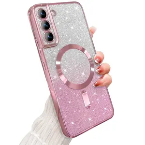 For Samsung Galaxy Glitter Bright Cover For Samsung Galaxy S24 S23 S22 S21 S20 Ultra Plus FE Case Note20 Ultra Plating Wireless MagSafe Magnetic