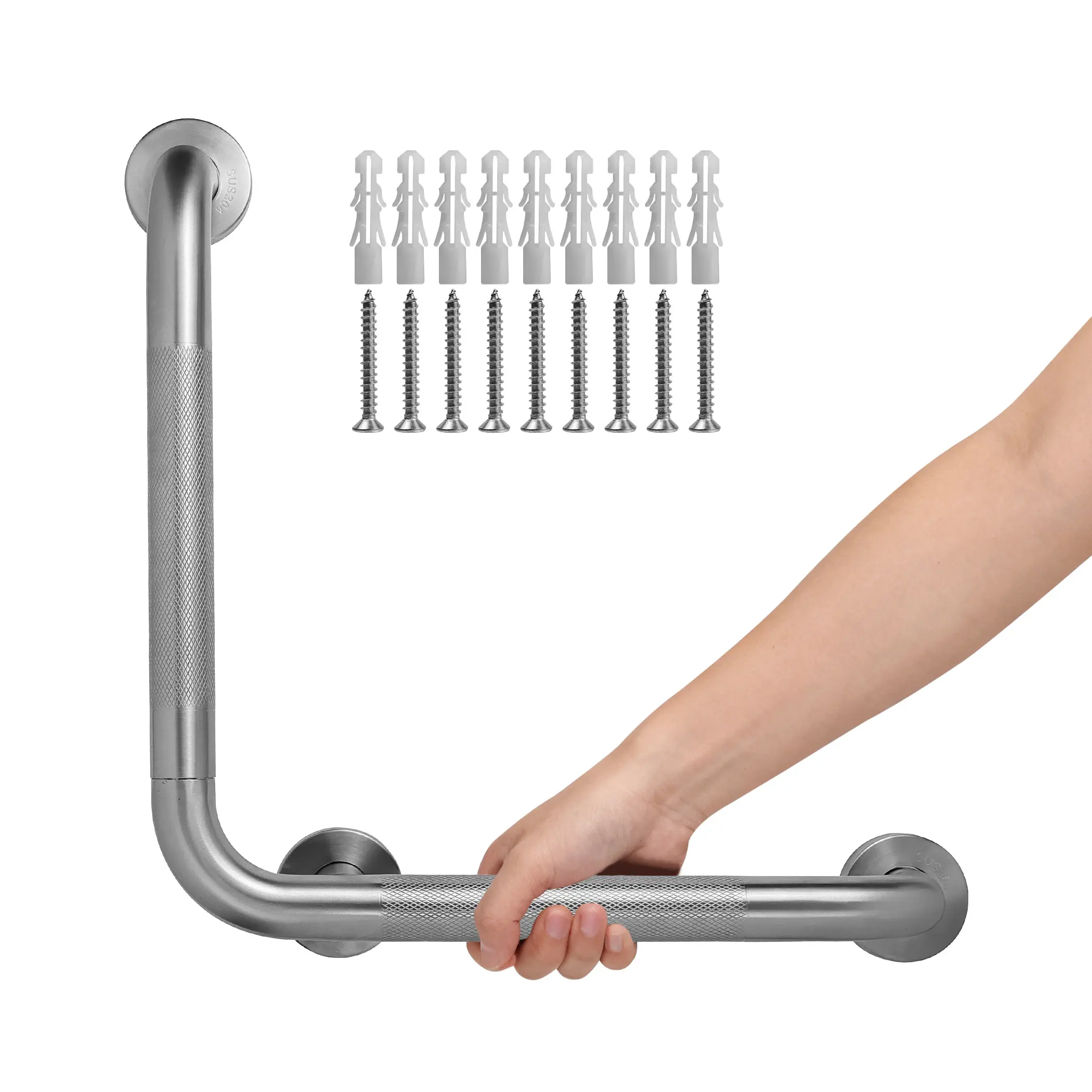 Premium L-Type Stainless Steel Shower Grab Bar (16x16") – Ultra-Strong, Rust-Resistant, Easy-Install Safety Support