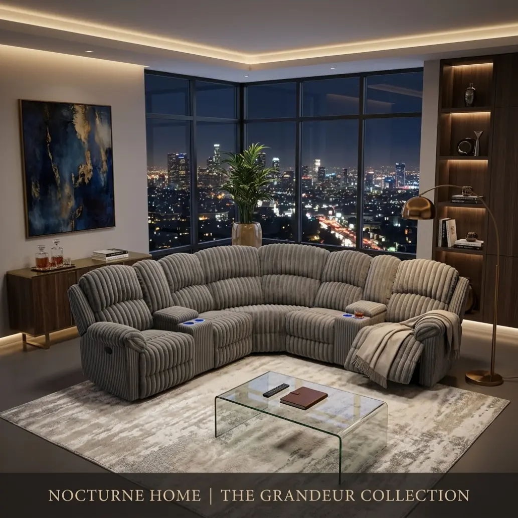 Modern Corduroy L-Shape Modular Sofa Set New Popular Wireless Charger Light Luxury Living Room Furniture Convertible Sectional