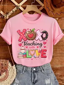 XOXO Teaching with Love T-Shirt, Teacher Day Gift, Cute Teacher Shirt, Fun School Shirt, Funny Teacher Apparel, Teacher Love Shirt, Teacher Day Shirt, Teacher Heart Shirt
