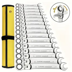 16Pcs Flex Head Ratcheting Wrench Set -Adjustable, Chrome Vanadium Steel, Manual Operation, No Assembly Required, CombinationEnded Spanner Kits with High-Torque Performance and Durable Construction for Versatile Tasksautomotive mechanic