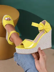 Women's Fashionable Solid Color Bowknot Design Platform Wedge Sandals, Elegant Open Toe High Heel Sandals for Party, Daily Clothing Decor for Women & Girls, Classy