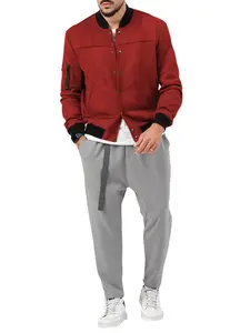 Men's Vintage Suede Velour Bomber Jacket, Button Front, Fall & Winter Fashion, Heavyweight Outerwear, Trendy Street Style Coat