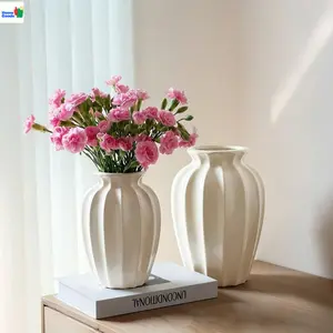 Ceramic Vase, Imperial Concubine Shape, Nordic Retro Minimalist Style. Ideal for modern dining tables and home decor, this vase is great for housewarmings, weddings, birthdays, office decor, spring floral displays, holiday presents and interior design dec