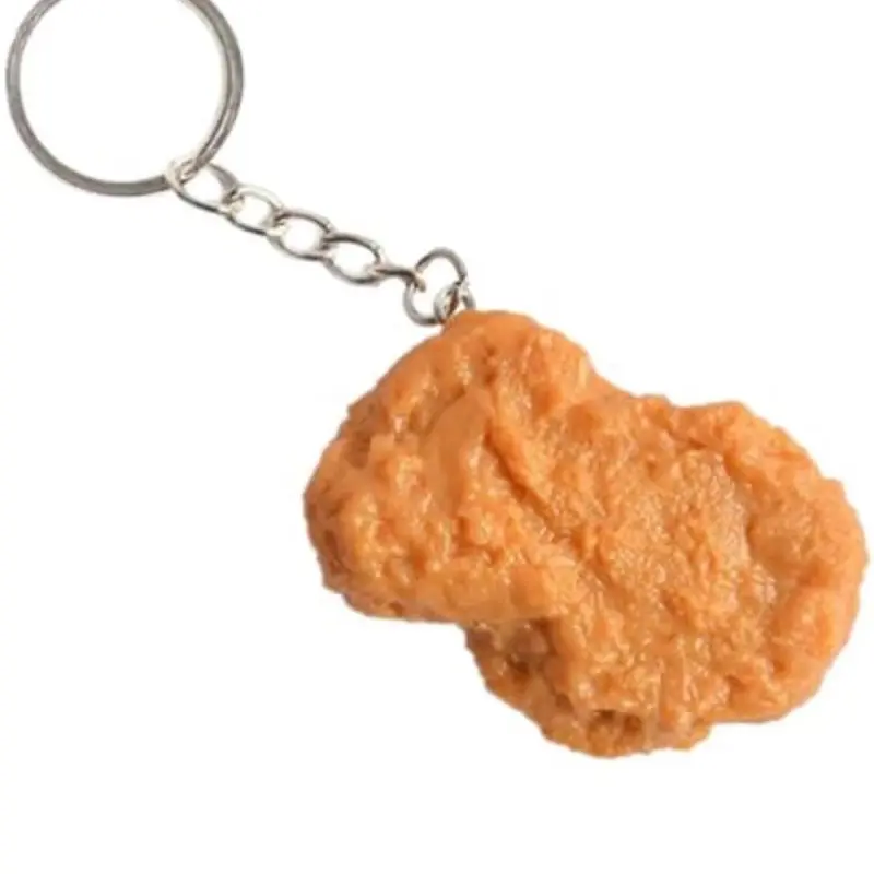 Funky Chicken Nugget Keychain - Solid Cute Casual Plastic Food Charm, Ronald McDonald Approved Accessory with Double Ring for Car Keys, Bags & Happy Birthday Gift for Foodies, Approved By Ronald Mcdonald, Looks Like A Chicken Nugget