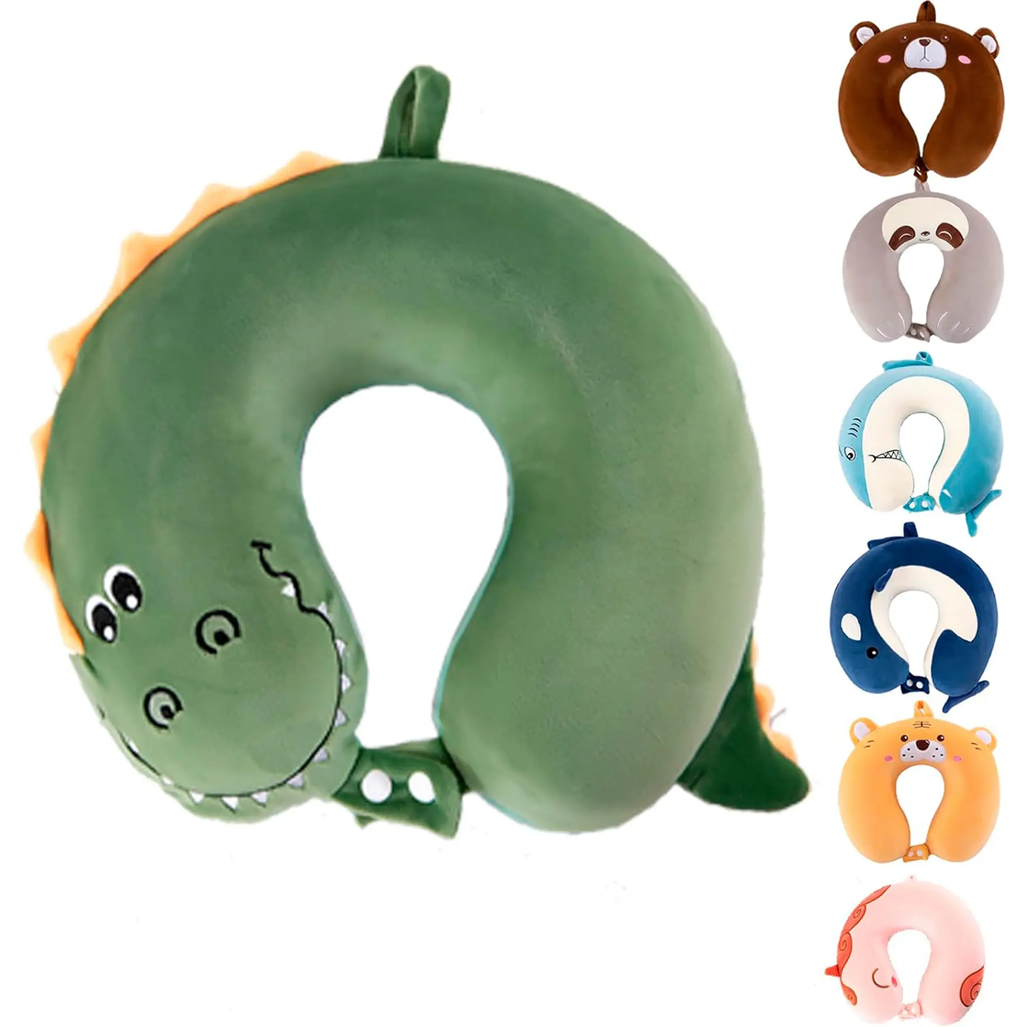 Travel Neck Pillow for Kids Boys & Girls - Kids Neck Wearable Pillow for Traveling, Airplane Memory Foam for Flight Headrest Sleep, Portable Plane Accessories Upgraded Cartoon Cute Gift