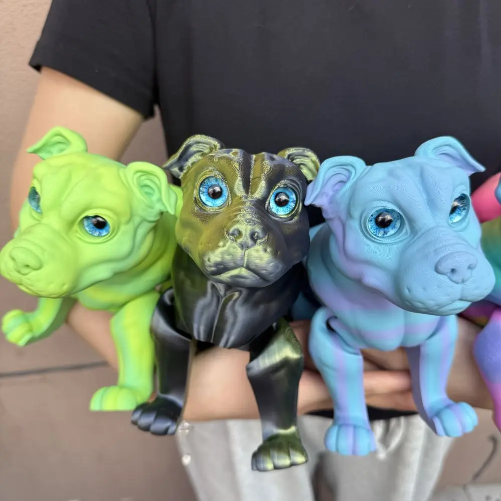 1pc 3D Printed Pitbull Art Figurine, Realistic Eyes, Perfect for Halloween Christmas Gifts, Birthday Present, Animal Statue Sculpture, Animal Figurines