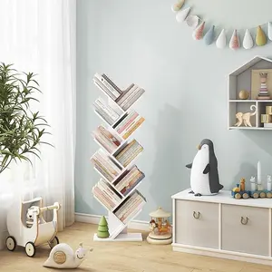 10 Tier Tree Bookshelf, 10 Shelf Bookcase, Free Standing Tree Bookcase, Display Floor Standing Shelf for Books,