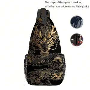 Dreamy ancient style ancient dragon chest bag crossbody bag Two Pocket Crossbody Purse Adjustable Strap Outdoor Adventures Durable Zipper Closure Unique Gift for Holidays like Independence Day | Halloween | Father'S Day | Christmas | Thanksgiving