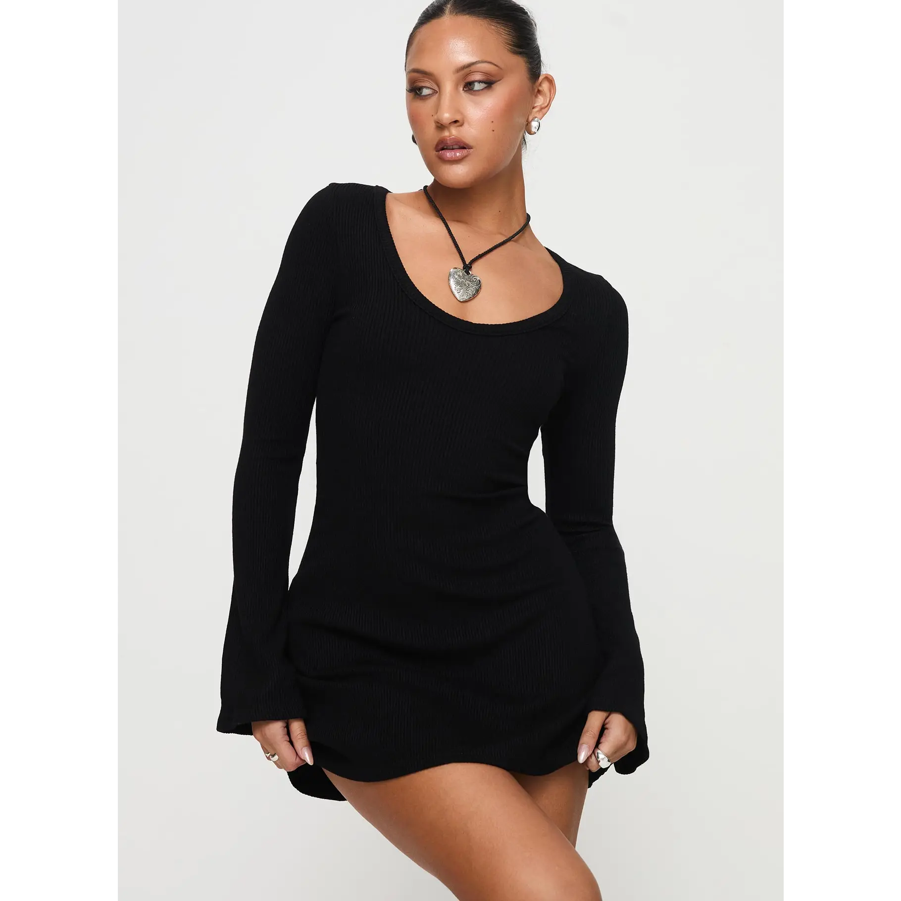 knee length dresses for ladies Donelli Long Sleeve Mini Dress Navy main image 0