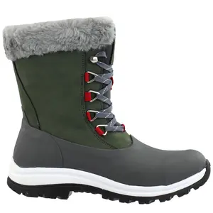 Muck Boot Womens Apres Lace Up Arctic Grip Snow Casual Boots Mid Calf Low Heel 1-2" - Grey