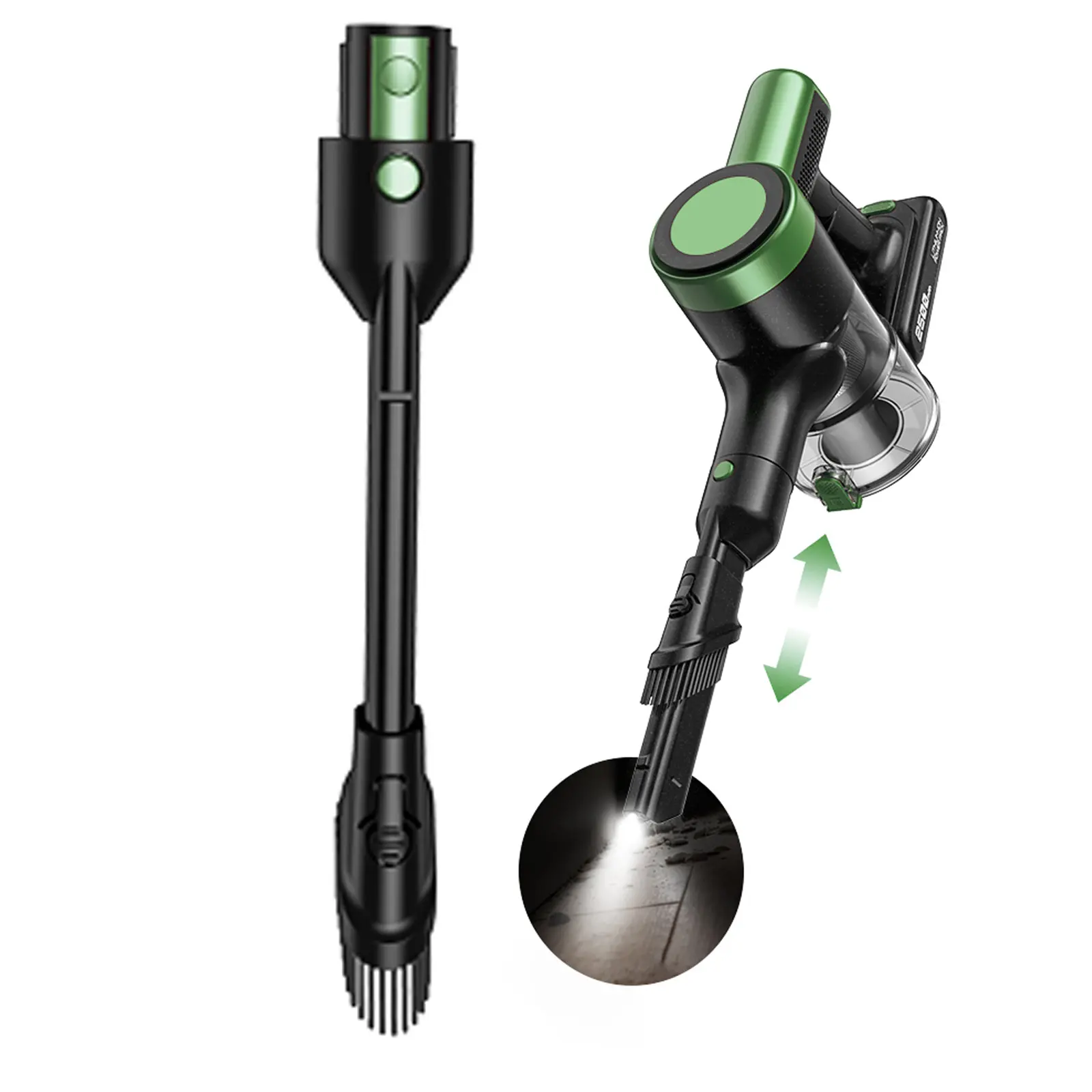 VICEASE 2-in-1 Crevice & Dusting Brush with Bright LED Lighting - House Cleaning Gadgets, Brush Combo Vacuum Accessories, Compact Handheld Accessory, Soft on Surfaces, Crevice Tool for Cordless/Stick Vacuums