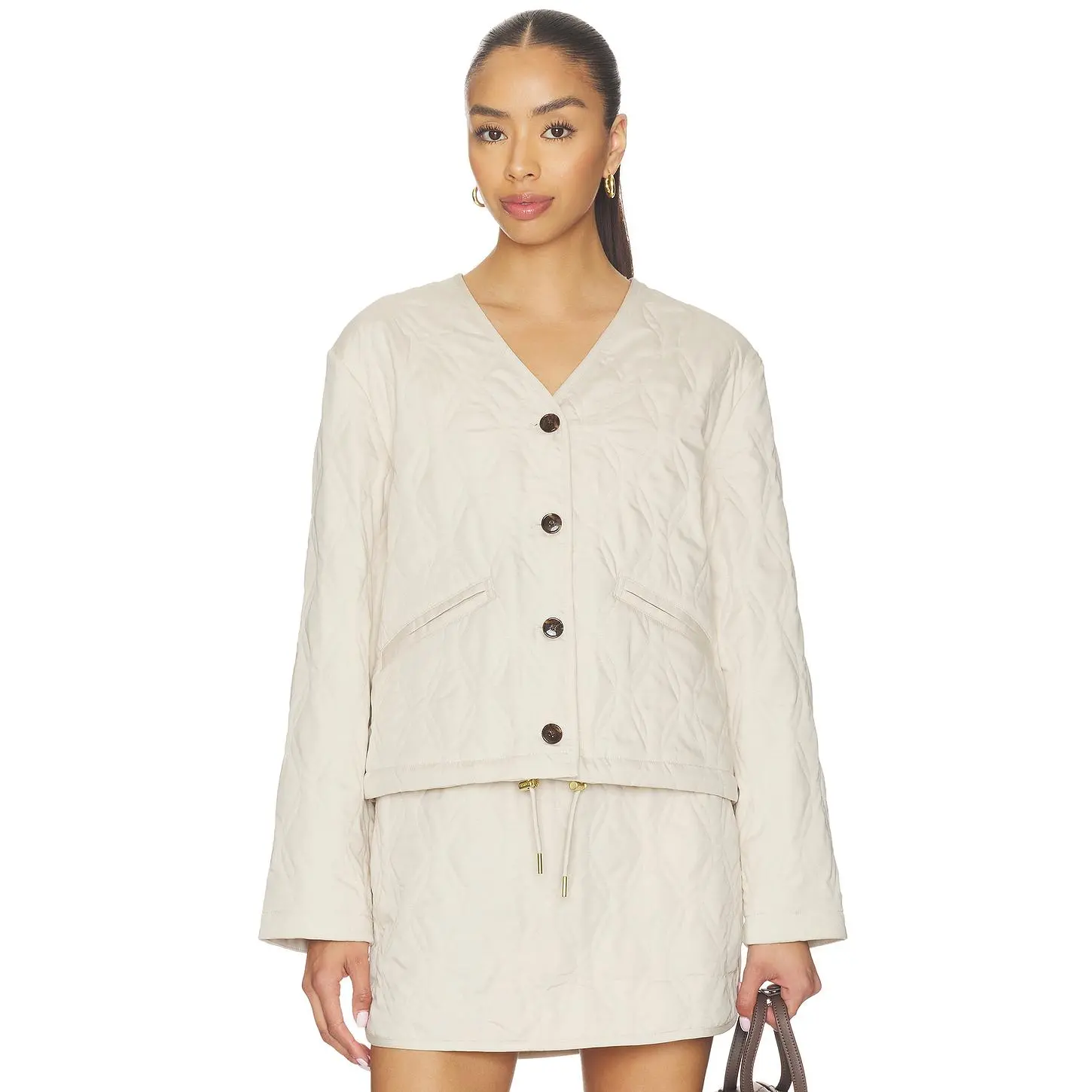 Varley Saba Quilted Jacket in Oat Milk