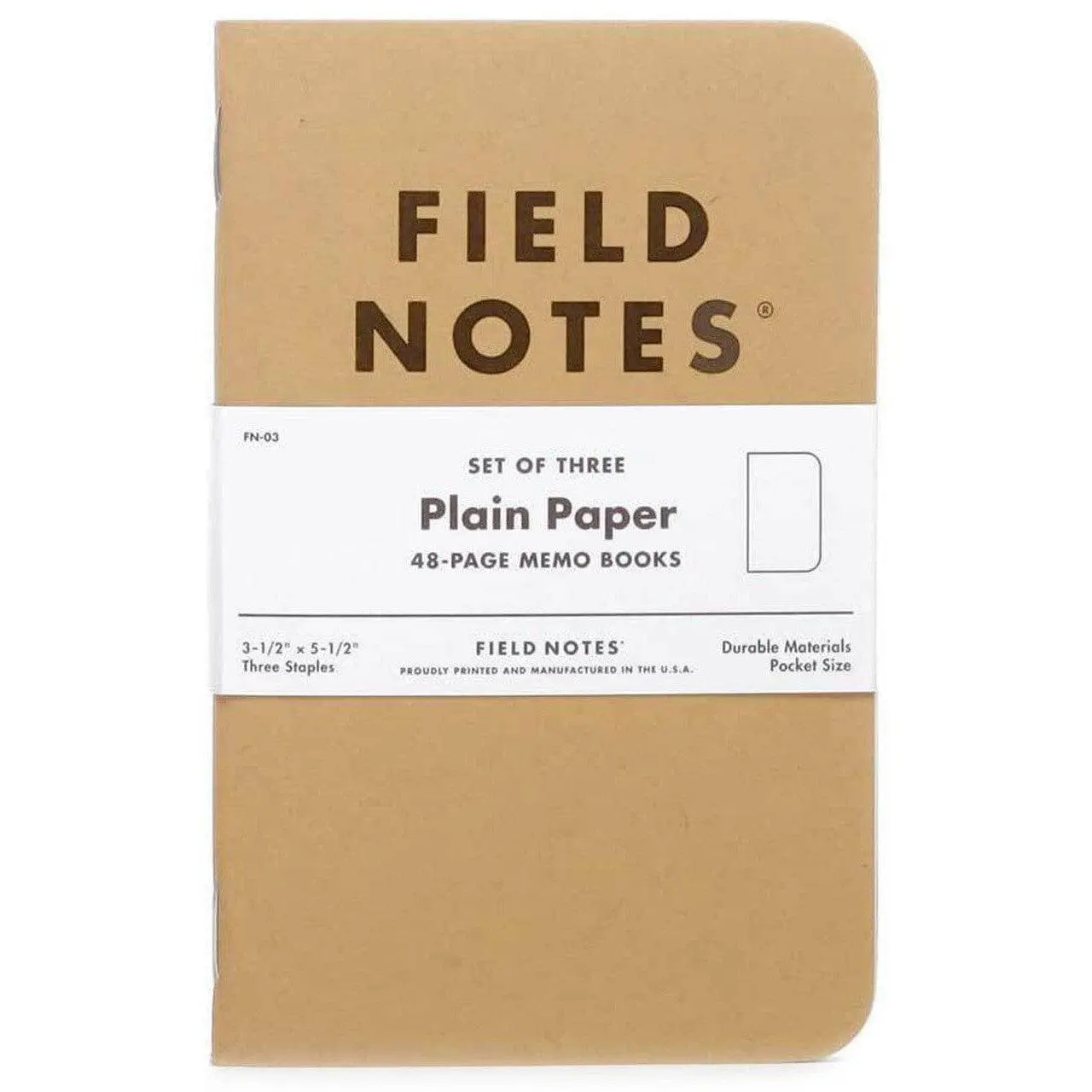 Field Notes 3-Pack Plain Paper Notepads, Office Stationery Supplies
