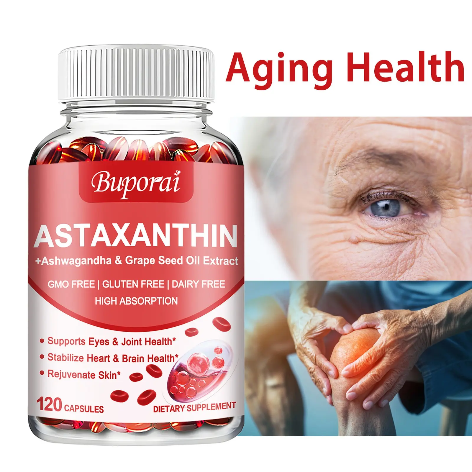 Astaxanthin 24mg Dietary Supplement Capsules - 60 Count, Organic Coconut Oil, Heart & Cardiovascular Health Support, Antioxidant Boost, Vitamins, Organic Oil