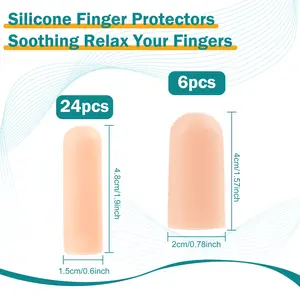 30 Pack Finger Cots Silicone Finger Protector Covers Waterproof Soft Fingertips Support Sleeves Rubber Thumb Finger Caps Wrap Gloves for Finger Cracking Wound Cut Biting Protection
