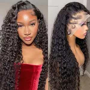 150% Density Deep Wave 13X6 Lace Front Human Hair Wig Remy Curl Transparent Lace Frontal Wig Human Hair for Black Women