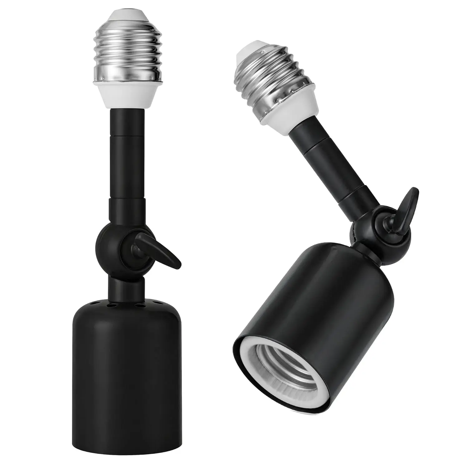 Heavy Duty Light Socket Extender, 360° Adjustable E26/E27 Extension Adapter for High Power Bulbs, Security Cameras & Fans, Outdoor/Indoor