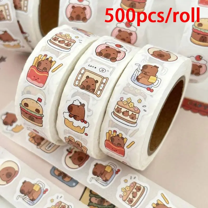 Cute Animal Pattern Sticker, 500pcs/roll Self Adhesive Decorative Sticker, Self Adhesive Stickers, DIY Decals, Craft for Water Bottle, Laptop, Phone Case, Scrapbooking, Journal Making, Sticker Packs